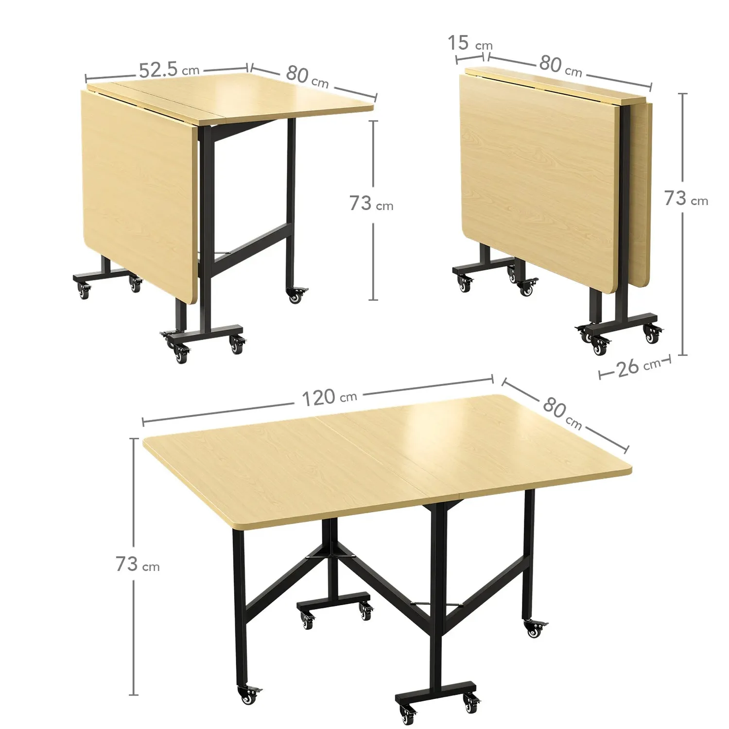 In And OutdoorMatch Klapptisch Beige 120x80 cm MDF ausziehbar