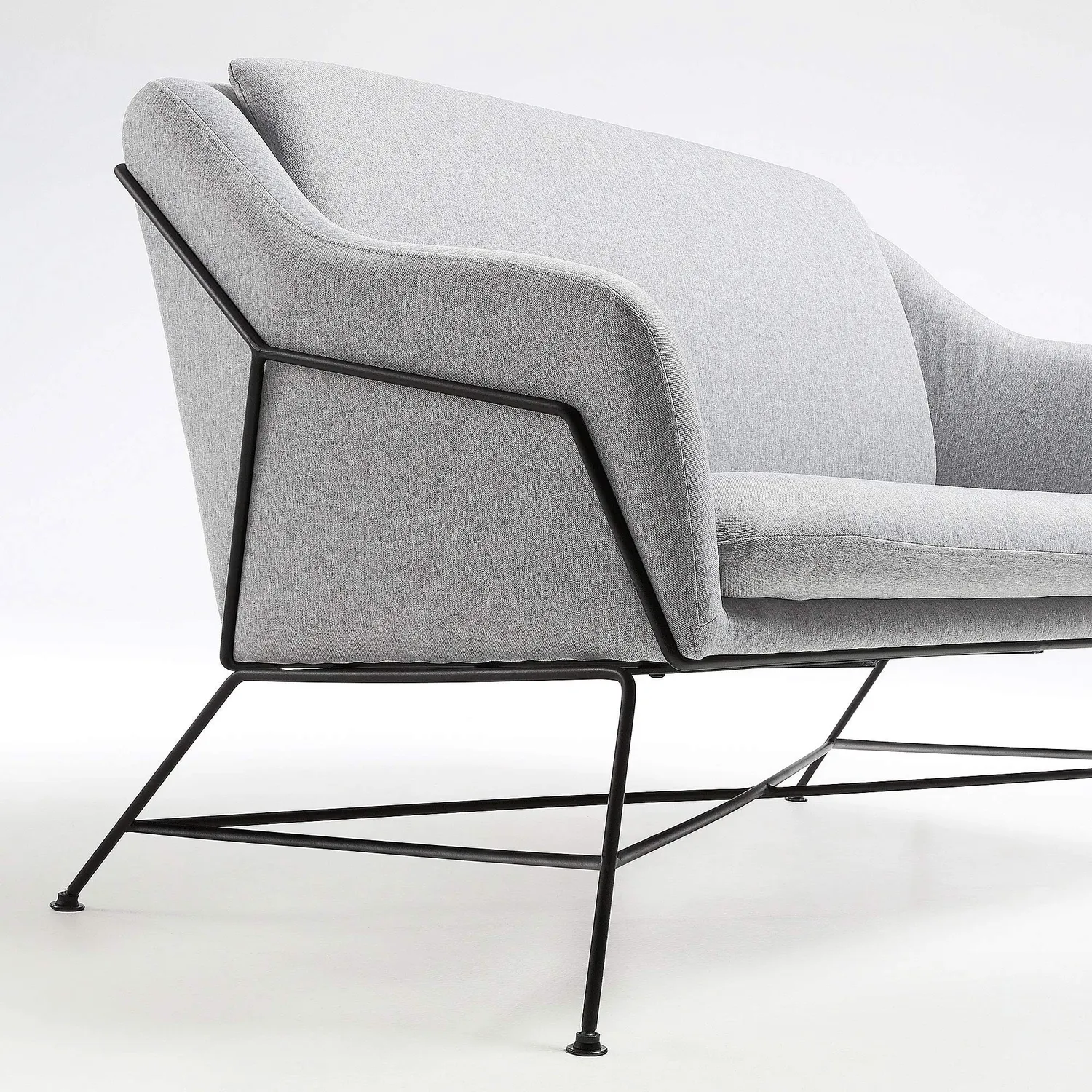 Kave Home Brida 2-Sitzer Sofa 128 cm grau Stahlrahmen