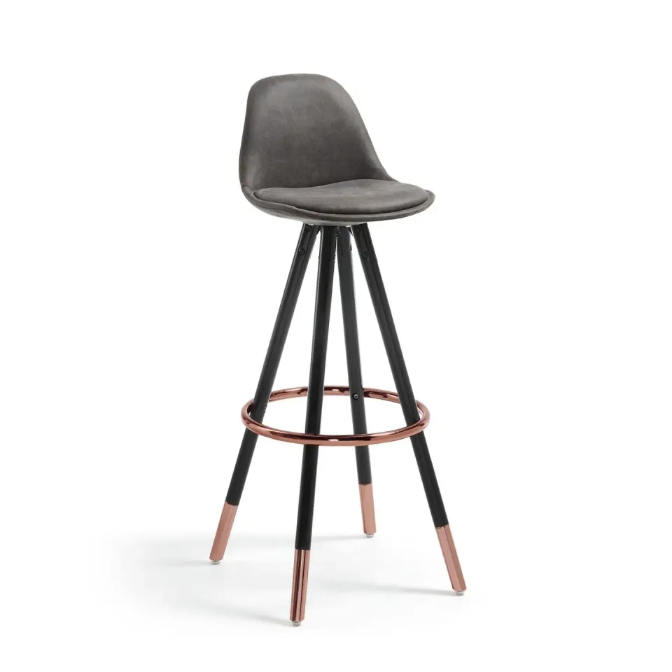 Kave Home Slad Barhocker mit Lehne aus Kunstleder