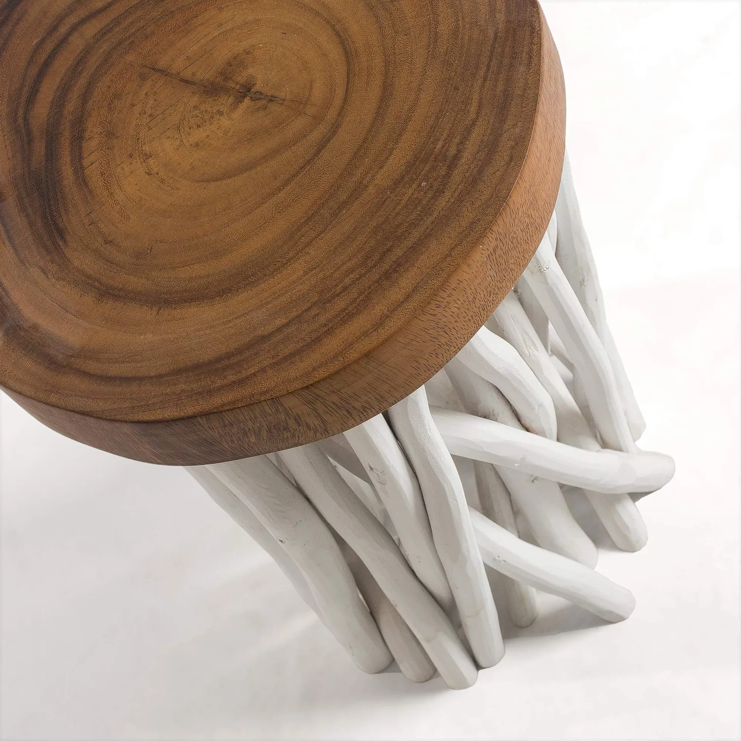 Kave Home Drom Beistelltisch rund Ø 45 cm Weiß Holz
