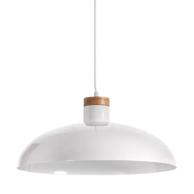 Kave Home Gotram Pendelleuchte weiß Holz Stahl E27 38 cm