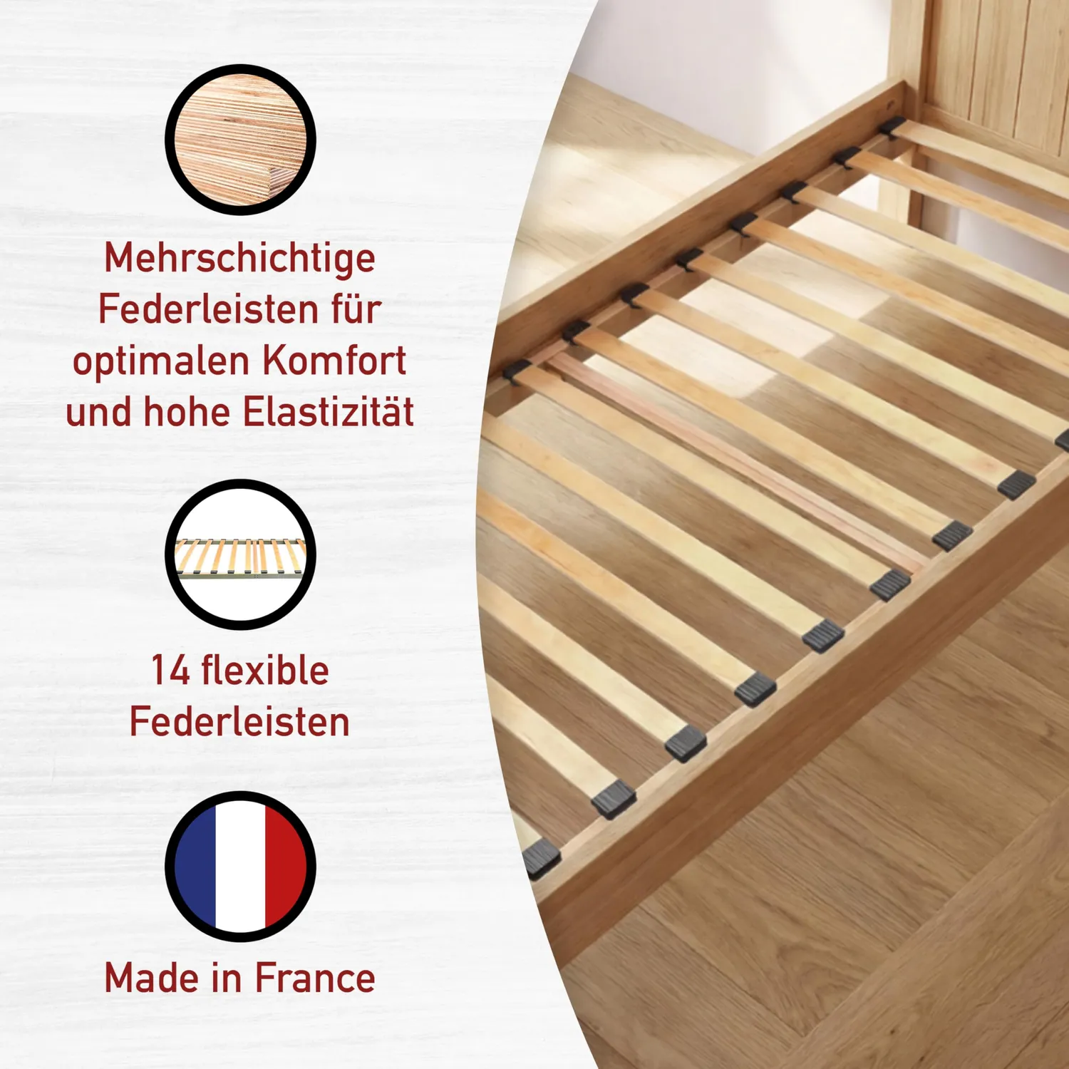 Inter Link Isya Lattenrost 90x200 cm Birke mit Rahmen Buche