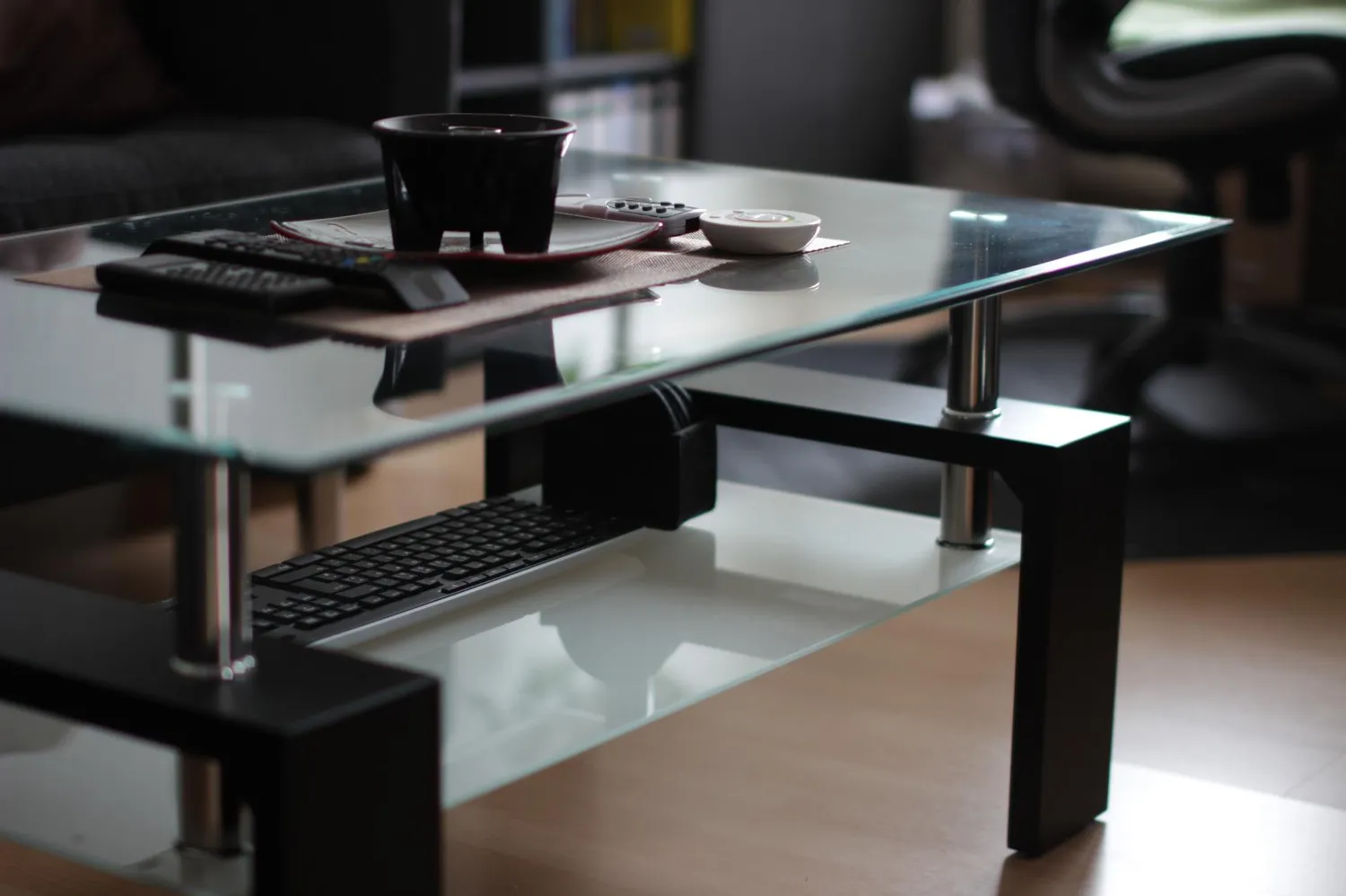 Inter Link Alva Couchtisch 100 x 60 x 45 cm Weiß Sicherheitsglas