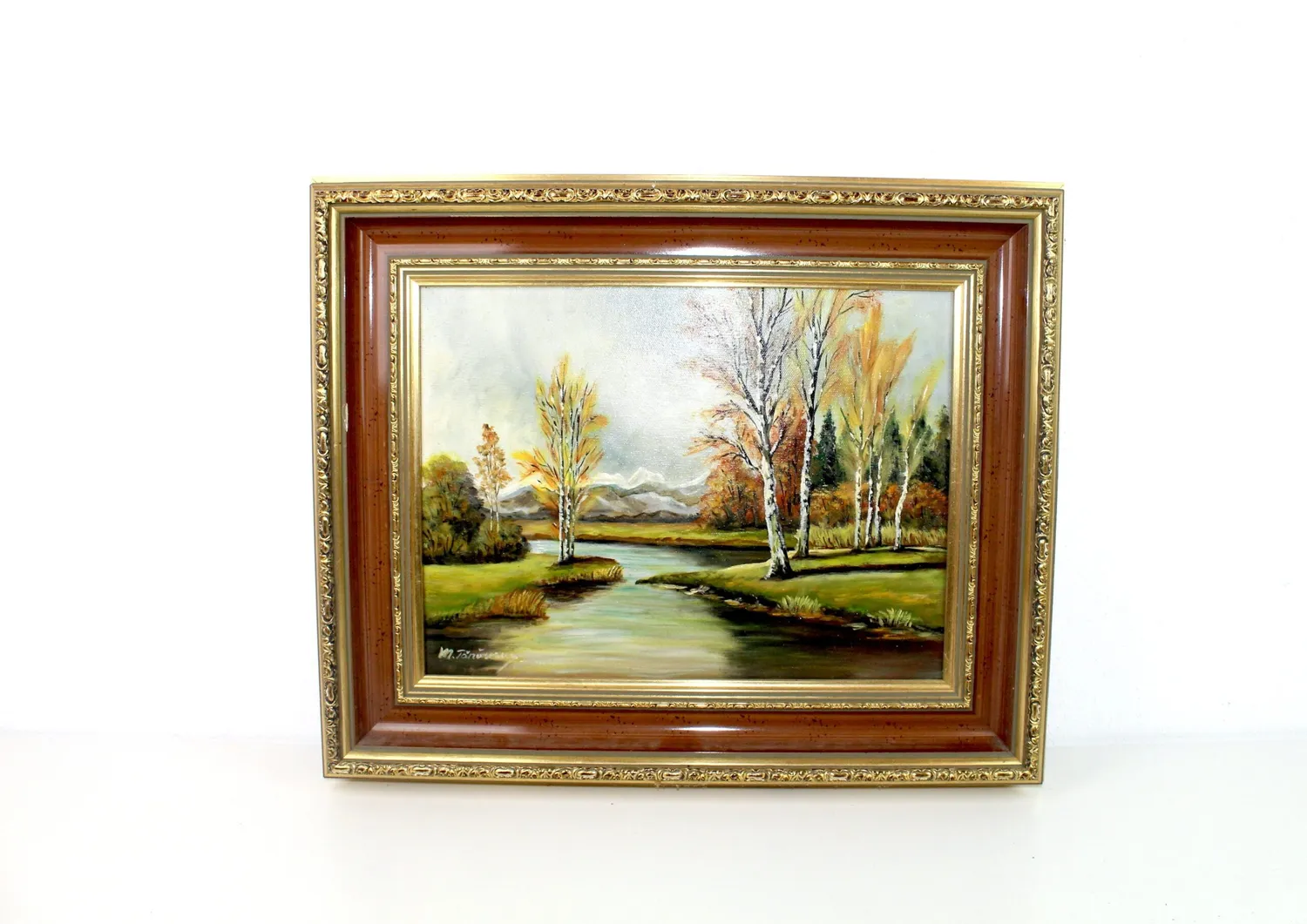 Mon Ami(e) Vintage Antikes Gemälde Leinwand Holzrahmen 55 x 45 cm