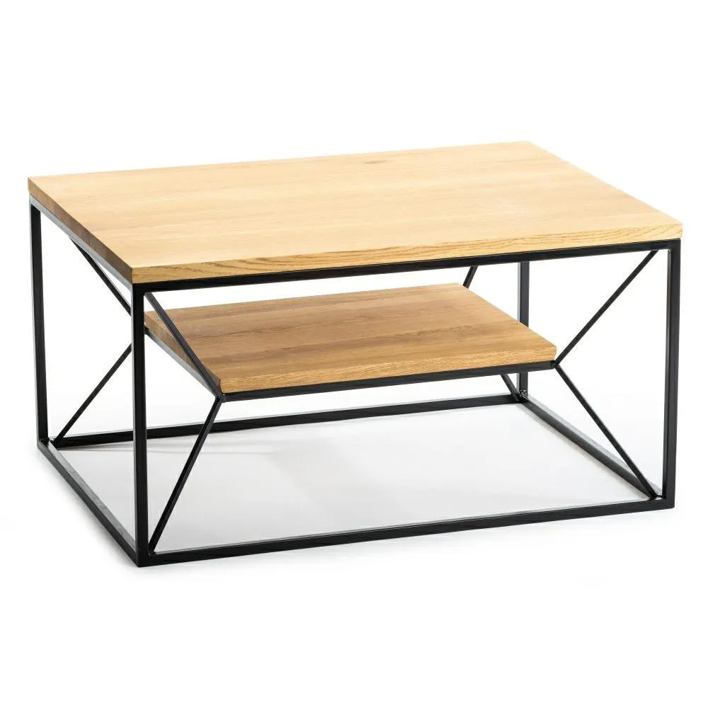 HOWHOMELY OakLoft Beistelltisch Eiche Metall Loft