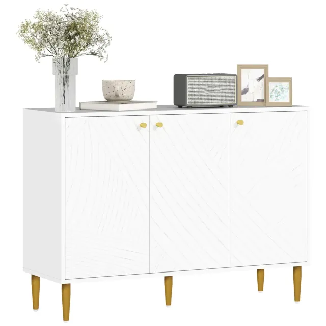 In And OutdoorMatch Sideboard 3 Türen Weiß Goldbeine