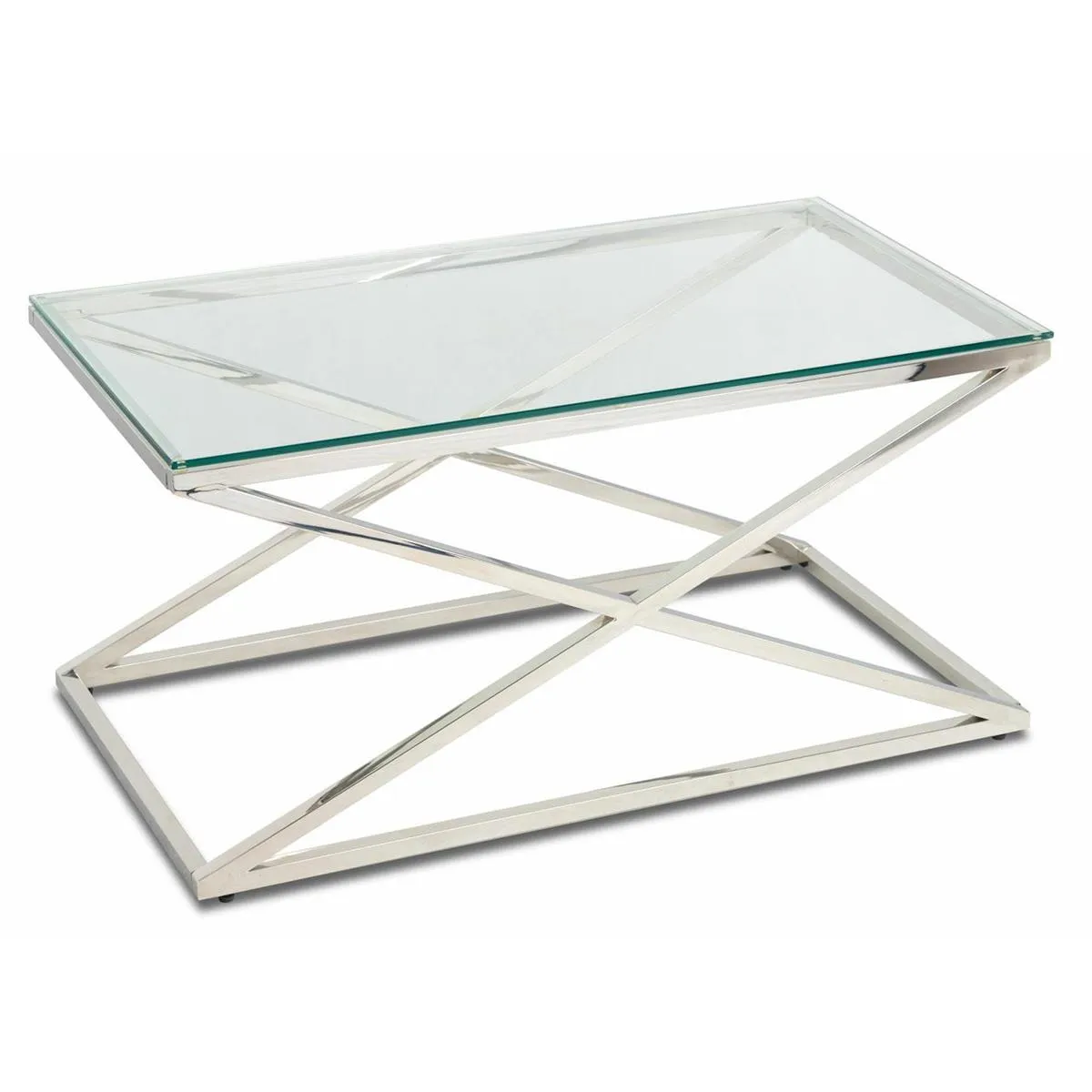 HOWHOMELY Saliba Beistelltisch Glas Edelstahl