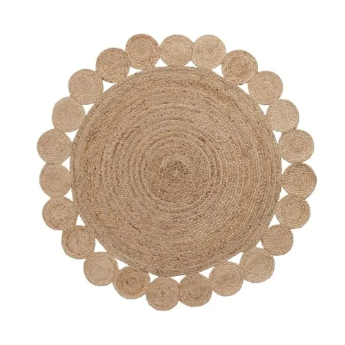 Kave Home Cross Jute-Teppich rund Ø 150 cm natur handgewebt
