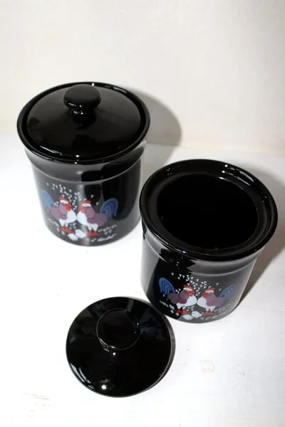 Mon Ami(e) Vintage Vorratsdosen Keramik schwarz Hühner 2er-Set