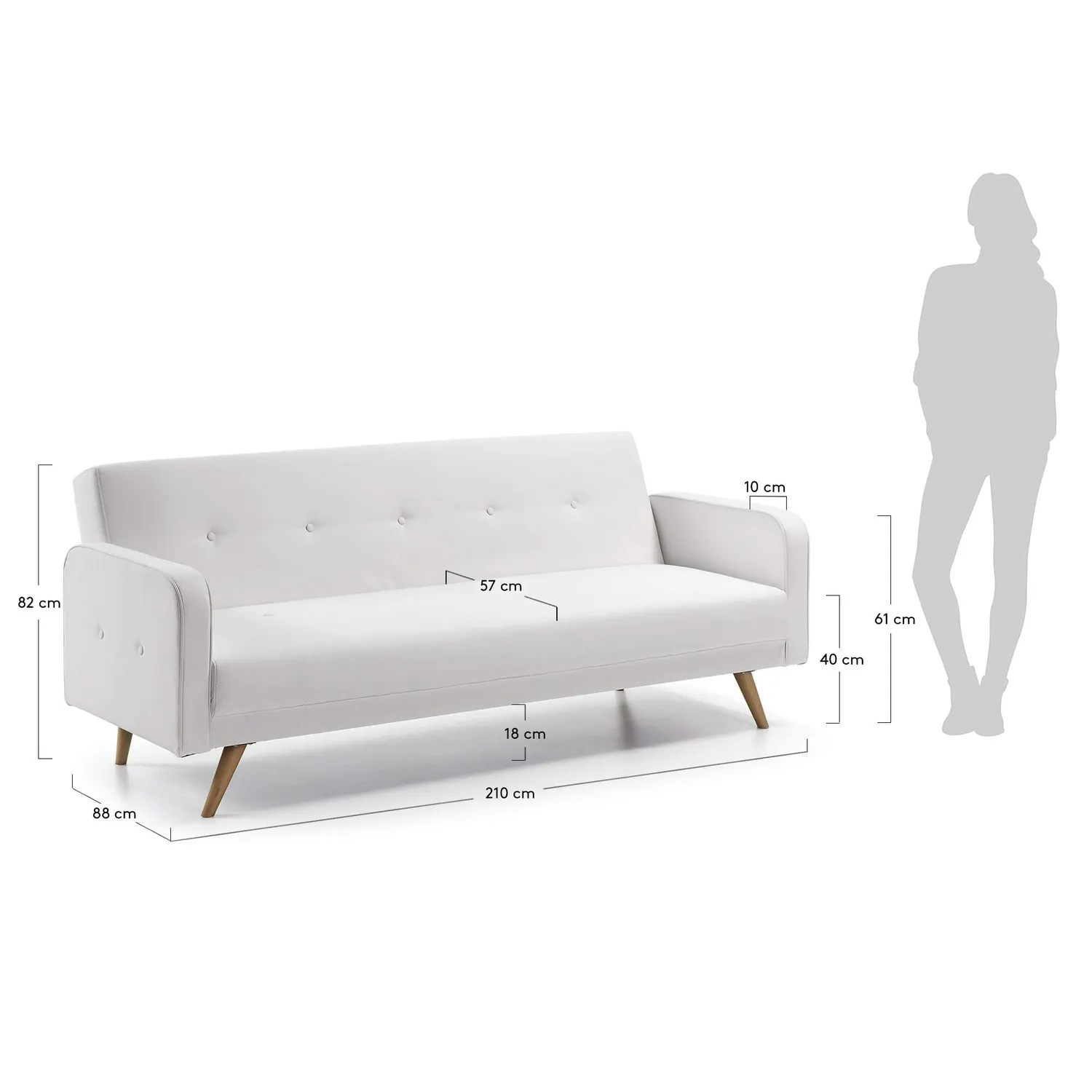 Kave Home Roger Schlafsofa weiß Kunstleder 190x108