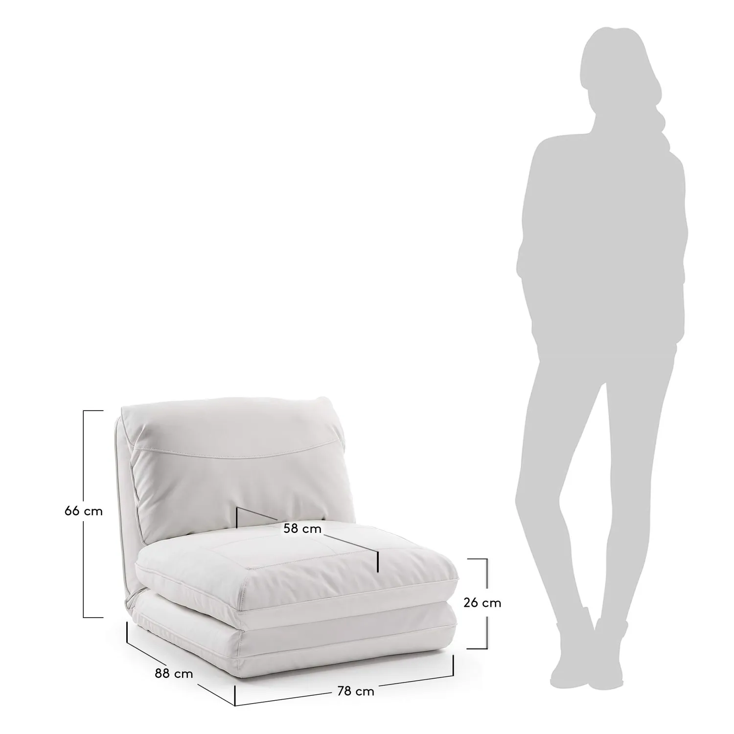 Kave Home Moss Schlafsessel 78 x 200 cm weiß Kunstleder