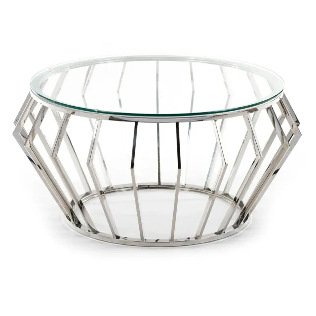 HOWHOMELY Nael Beistelltisch Silber mit Glasplatte