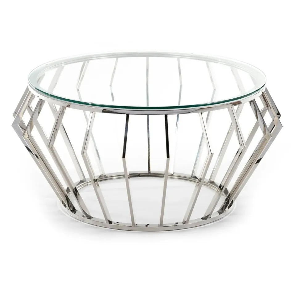 HOWHOMELY Nael Beistelltisch Silber mit Glasplatte