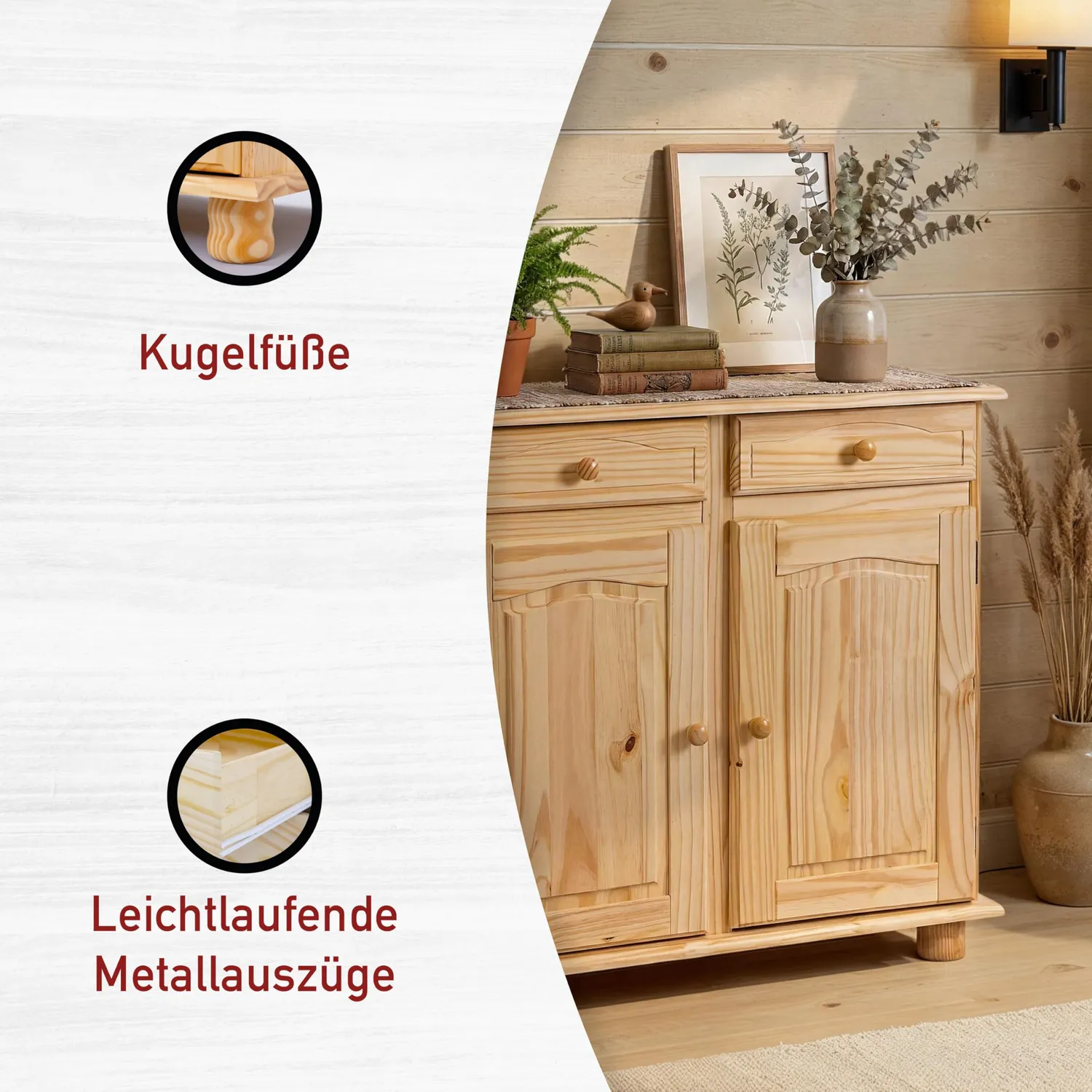 Inter Link Pamina Kommode Sideboard Kiefer massiv