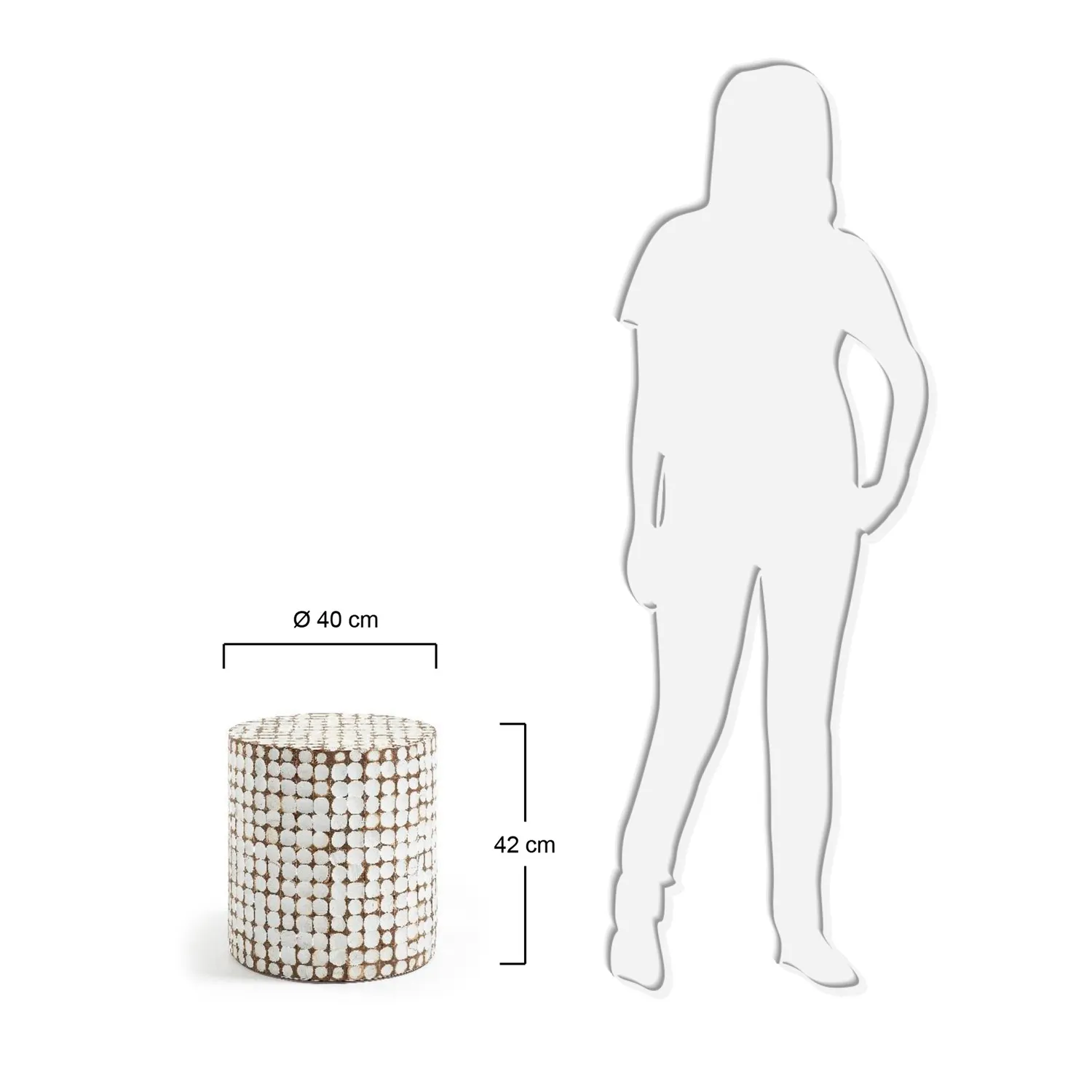 Kave Home Necoco Beistelltisch weiß Ø 40 cm Kokosnuss-Furnier
