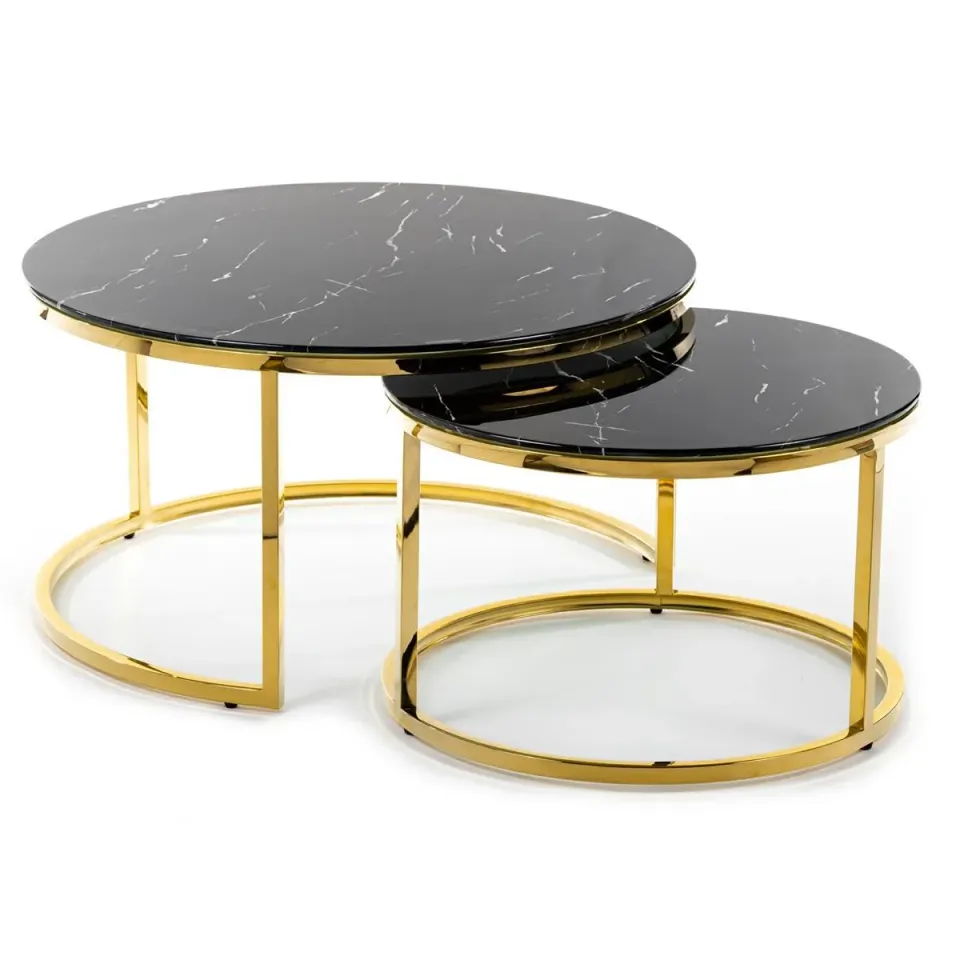 HOWHOMELY Treze Beistelltisch 2er Set Glas