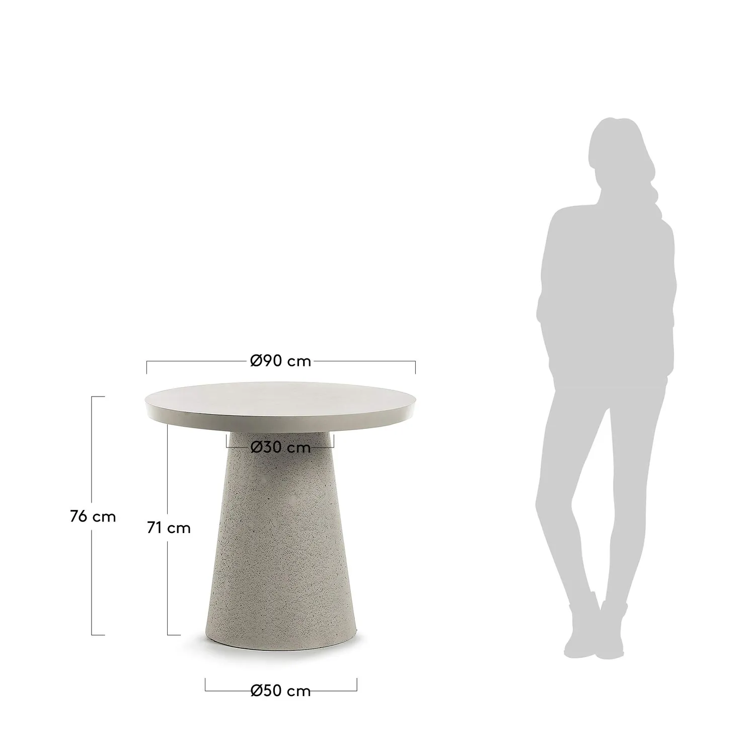 Kave Home Sari Esstisch Beton grau rund 90 cm