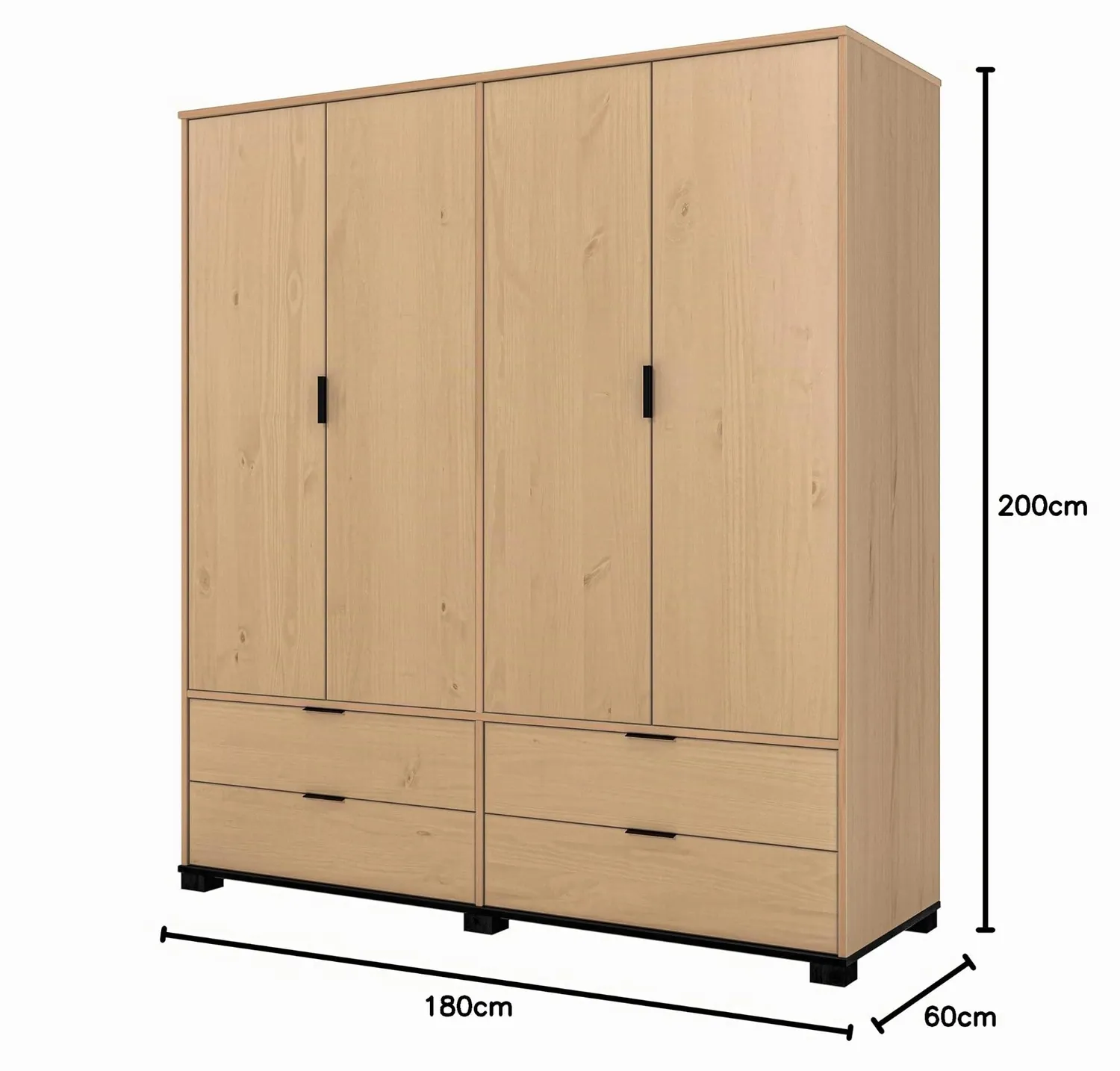 Inter Link Luna Kleiderschrank 4-türig Oak Colori 180 cm