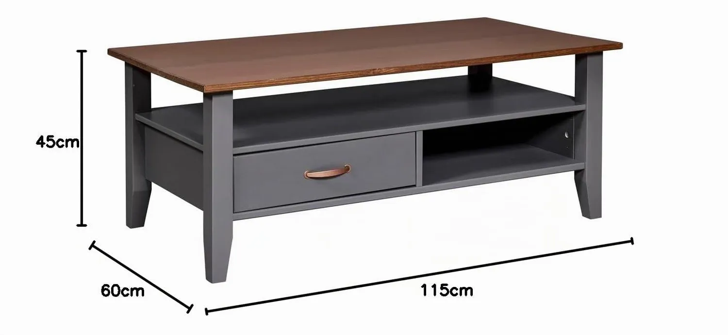 Inter Link Luzerna Couchtisch Artisan Eiche Optik Anthrazit