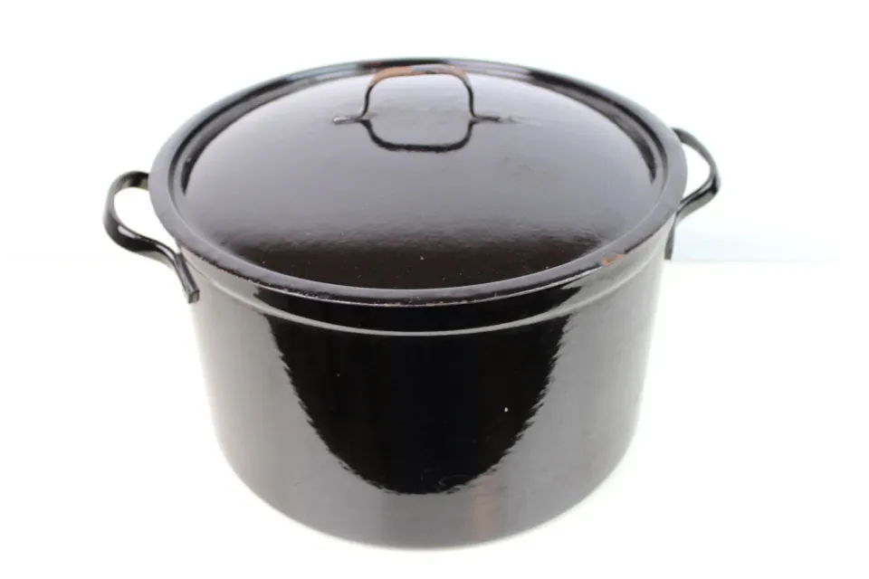 Mon Ami(e) Vintage Massiver, großer Emaille-Topf vintage schwarz