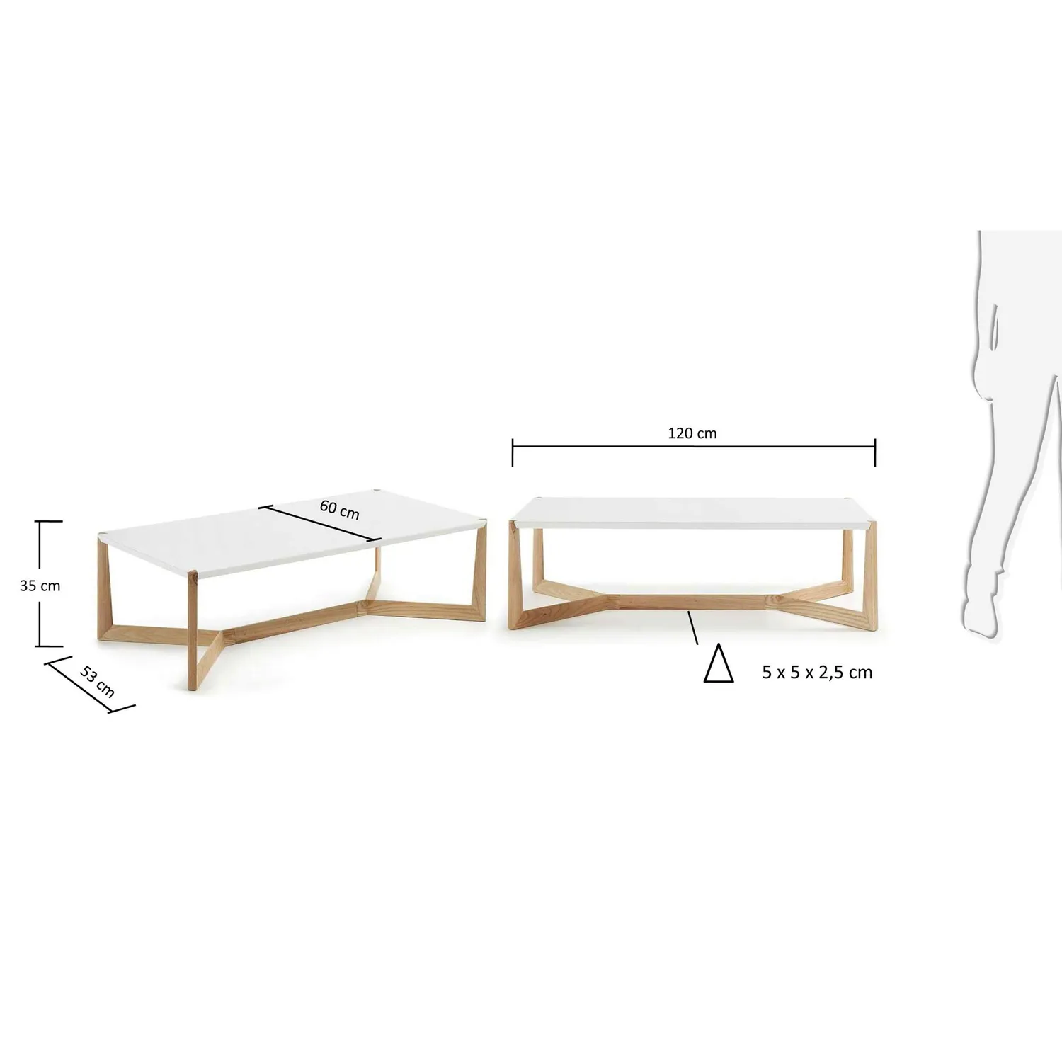 Kave Home Wave Couchtisch weiß 120x60 cm Esche