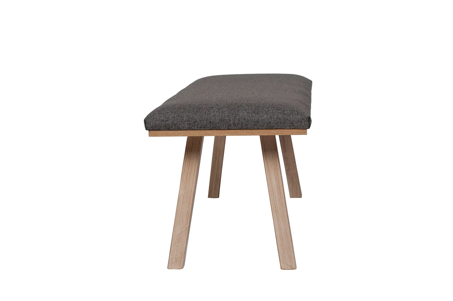 Kundler Home Die Klassische Sitzbank 125 cm Grau Stoff Holzfüße
