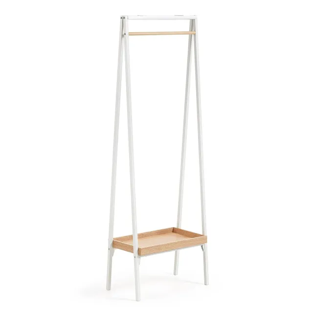 Kave Home Benny Kleiderstange weiß 160 cm Eiche
