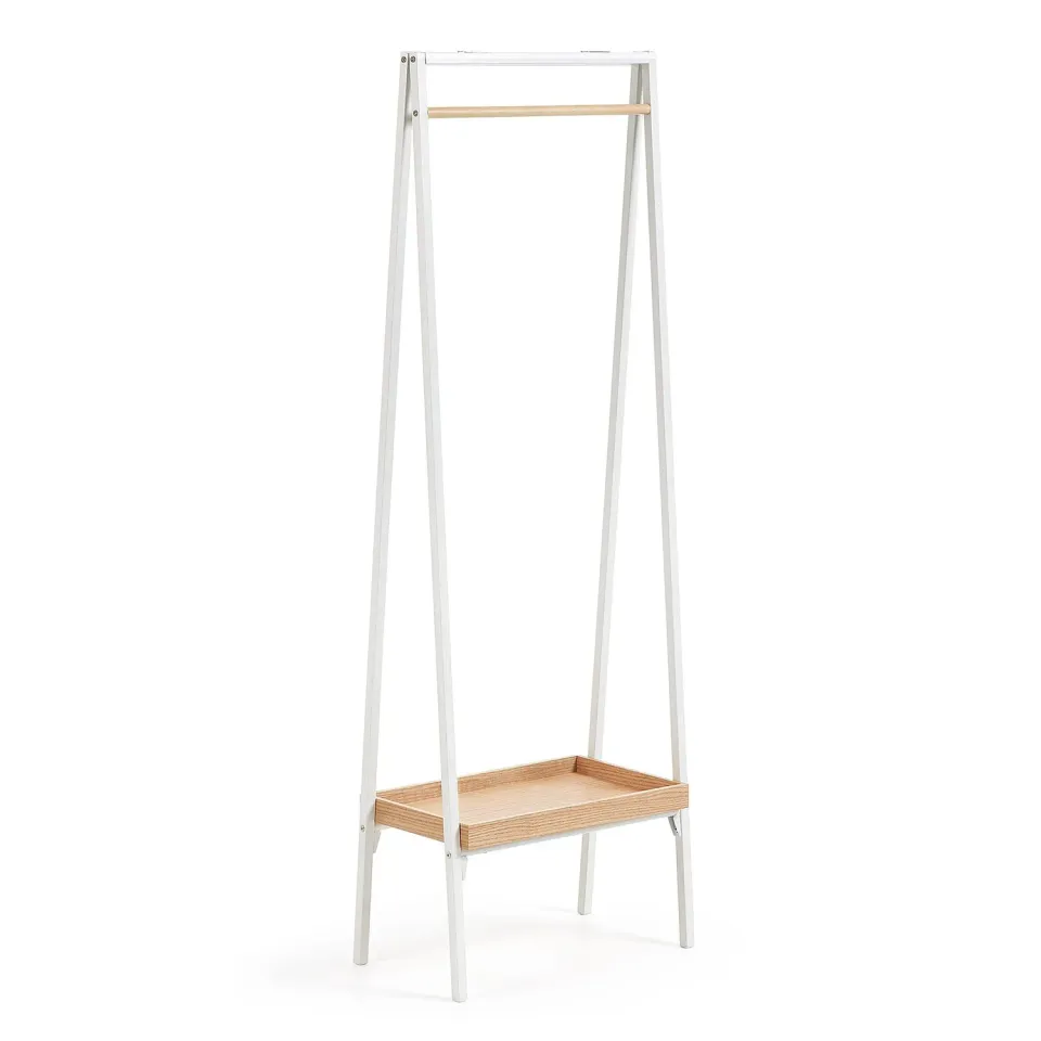 Kave Home Benny Kleiderstange weiß 160 cm Eiche