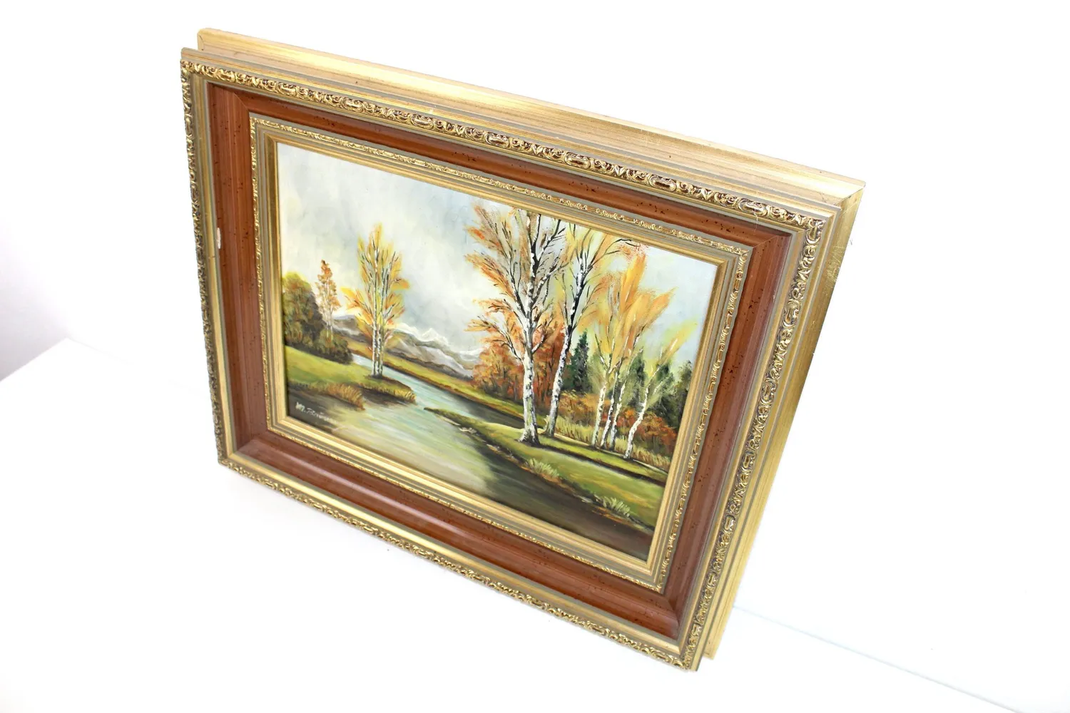 Mon Ami(e) Vintage Antikes Gemälde Leinwand Holzrahmen 55 x 45 cm