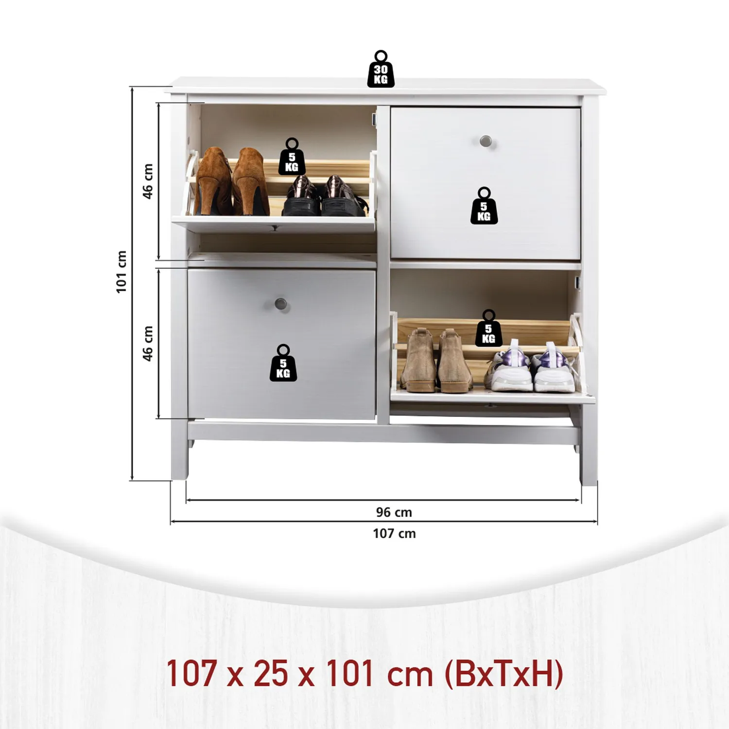 Inter Link Pinora Schuhschrank weiß 12 Paar Schuhe