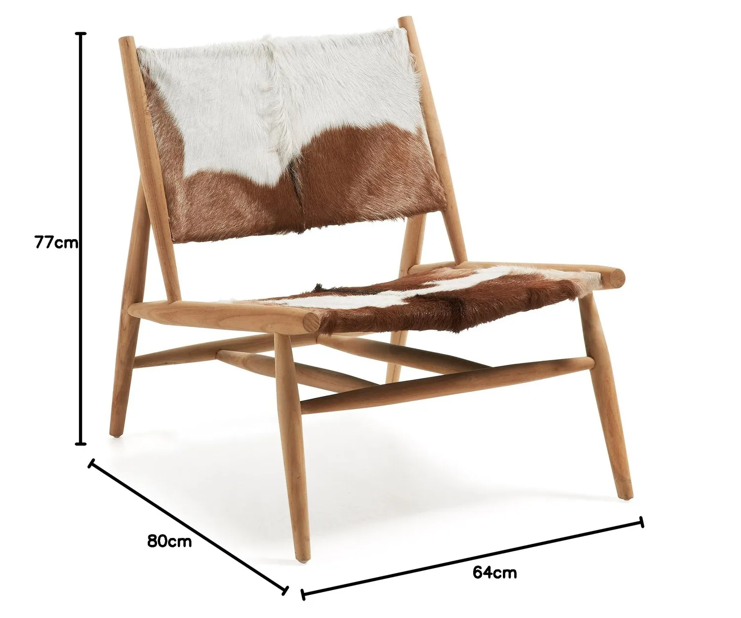 Kave Home Eki Sessel Ziegenfell Teakholz braun