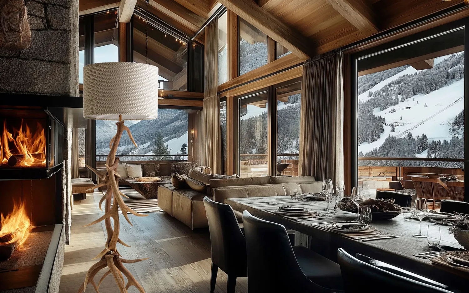 alpina design Muta del bosco terra Stehlampe mit Geweih