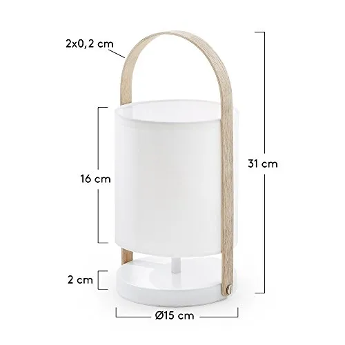 Kave Home Zayma Tischlampe Weiß Baumwolle E14