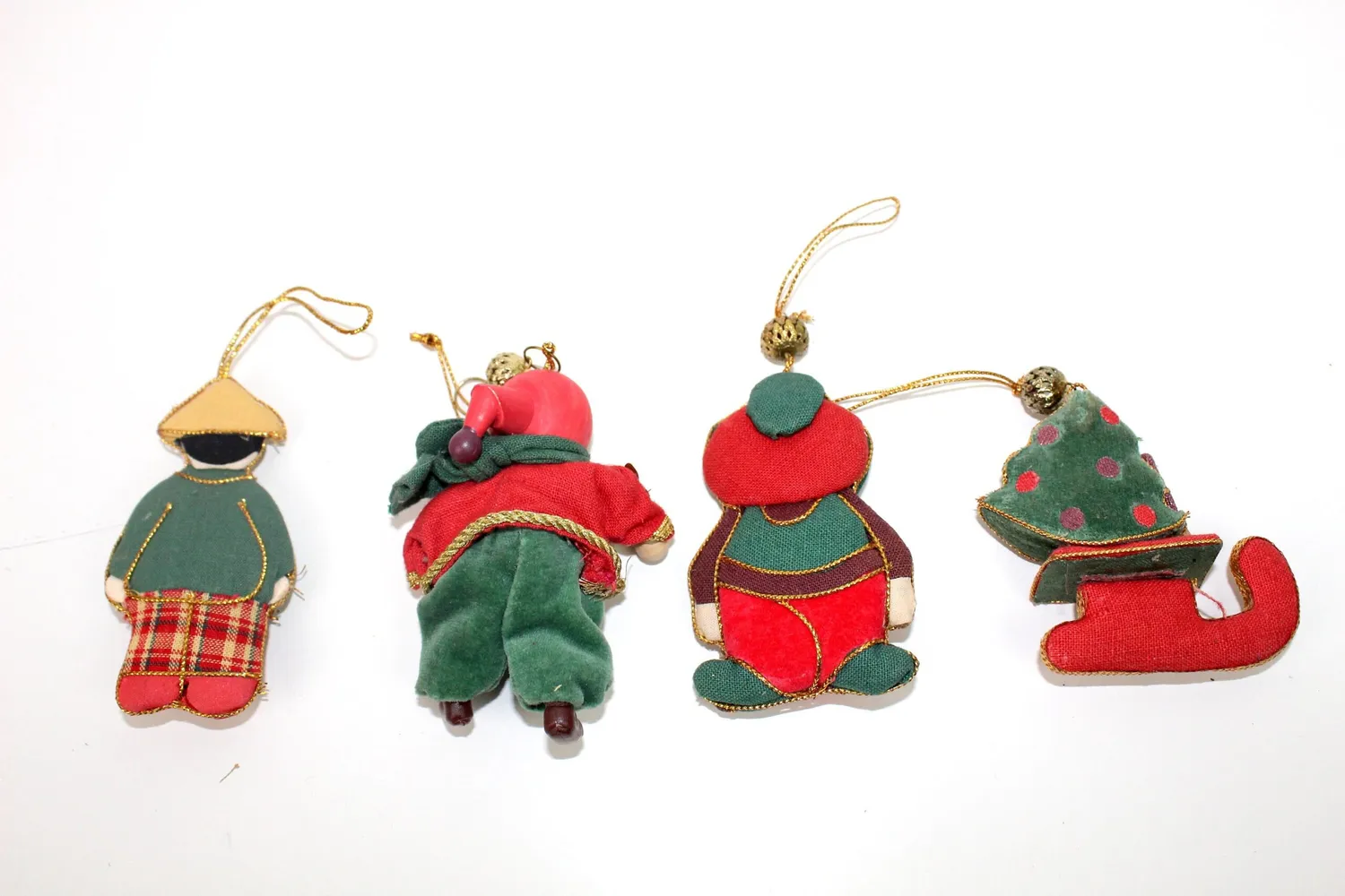 Mon Ami(e) Vintage Weihnachtsbaumanhänger aus Stoff, 4er-Set, Perlen