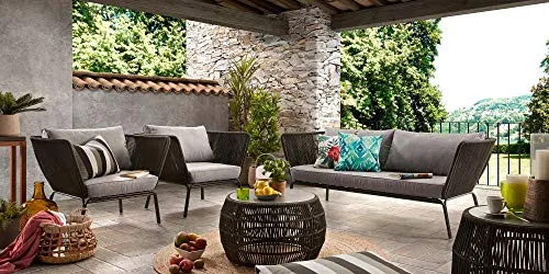 Kave Home Saht Teppich rund 150 cm Jute grau