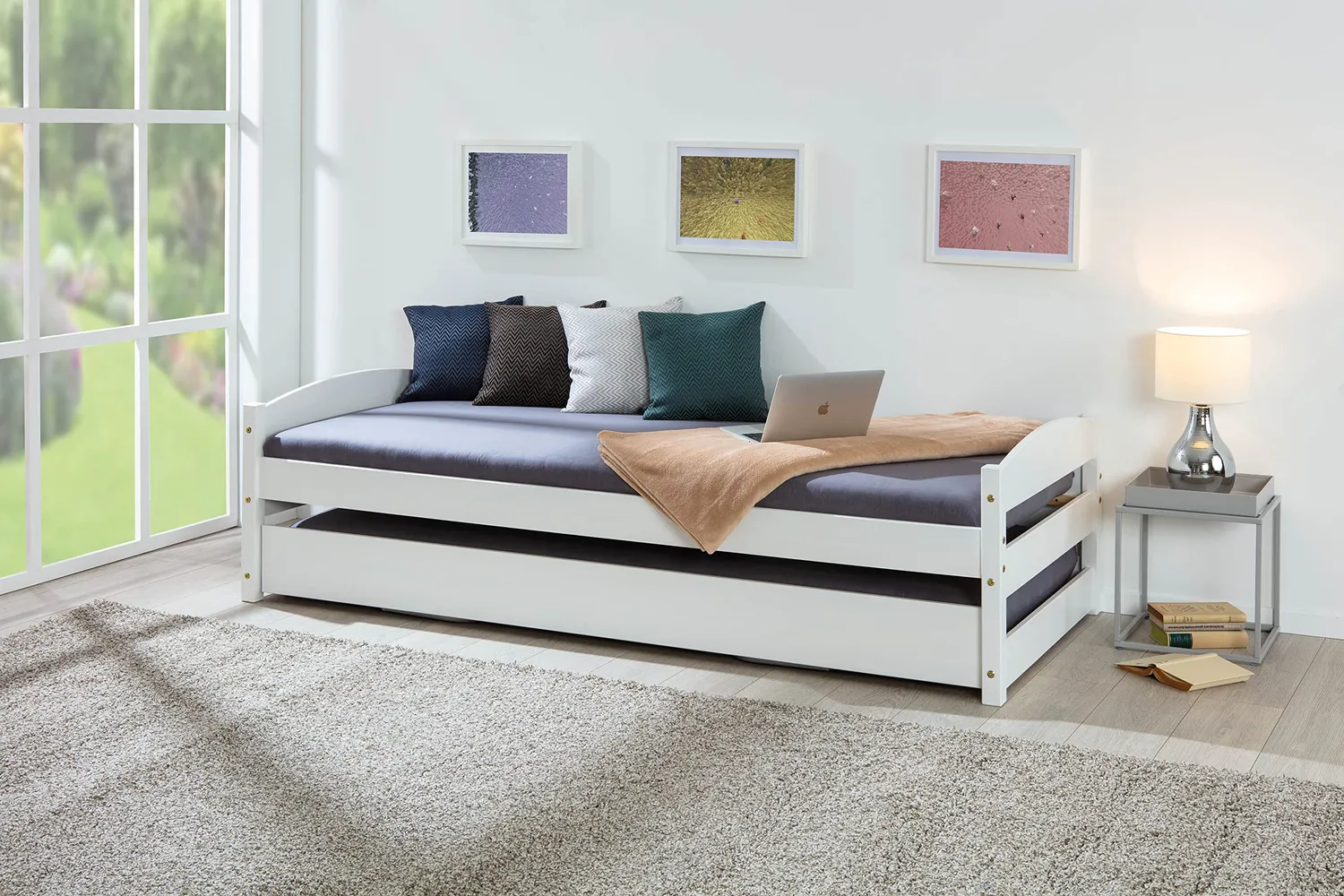 Inter Link Vindas 2-in-1-Bett Sofabett 90 x 200 cm Weiß Massivholz