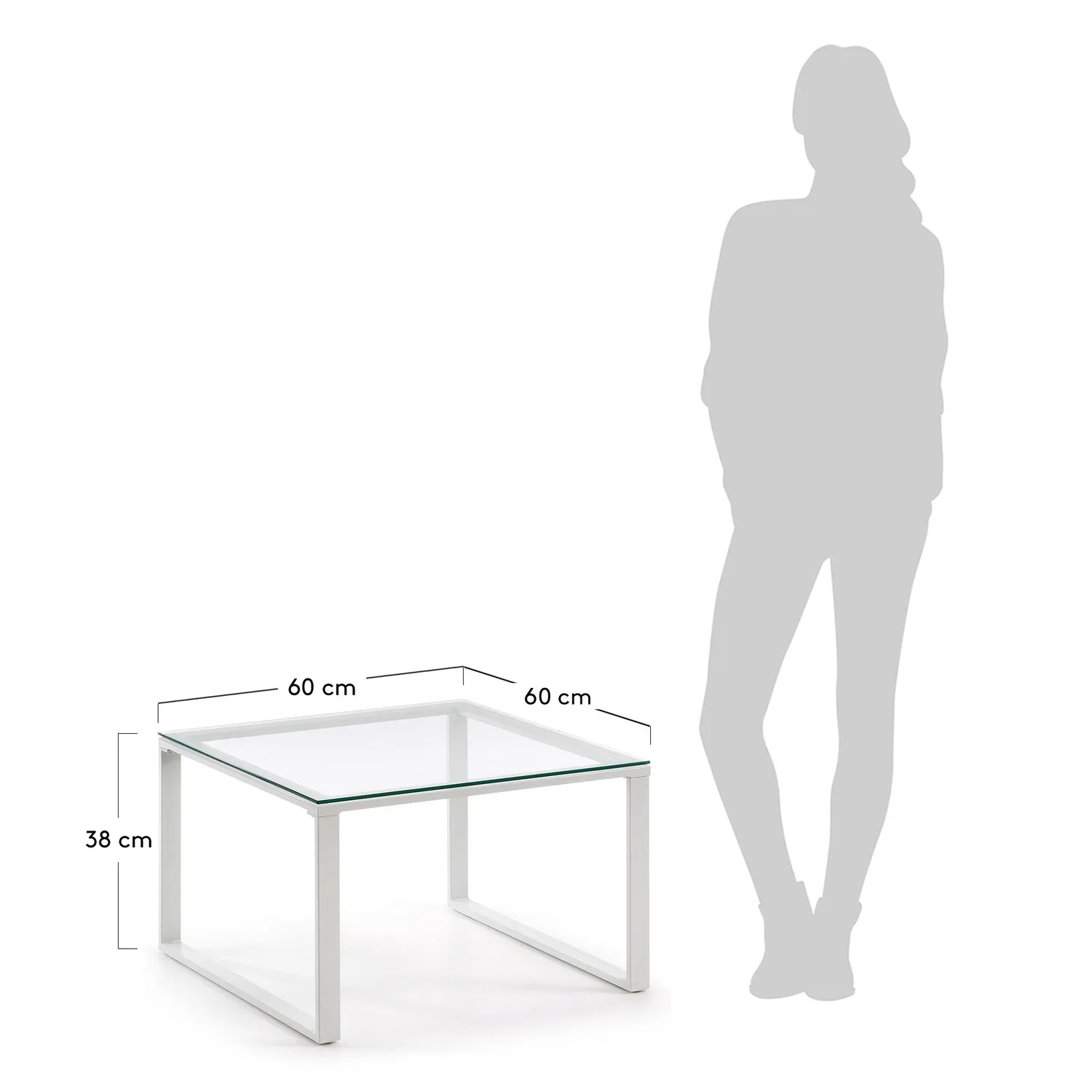 Kave Home Sivan Couchtisch 60 x 60 cm Klarglas Weiß