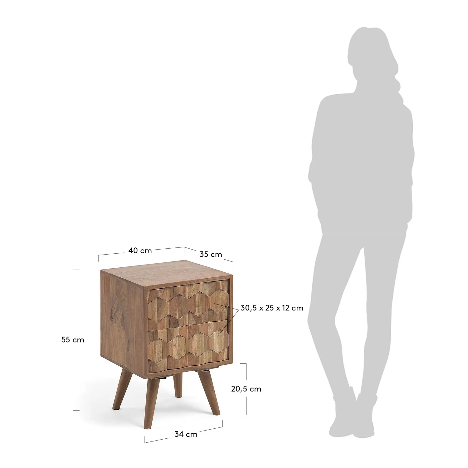 Kave Home Khaleesi Nachttisch Akazie 40x55 Natur