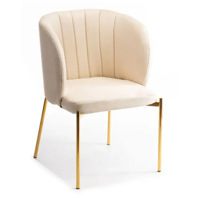 HOWHOMELY Marselo Stuhl Hellbeige Gold Stoff Metall