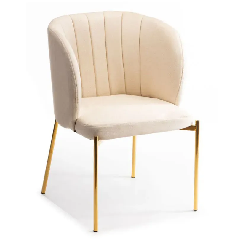 HOWHOMELY Marselo Stuhl Hellbeige Gold Stoff Metall
