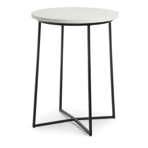 Kave Home Bryson Beistelltisch Weiß Ø 41 cm Marmor