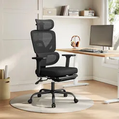 In And OutdoorMatch Bürostuhl Ergonomisch Mesh Kopfstütze