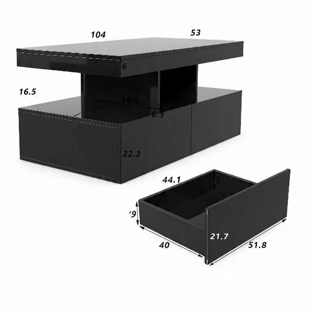 In And OutdoorMatch Couchtisch 104x53 cm mit LED 2 Laden