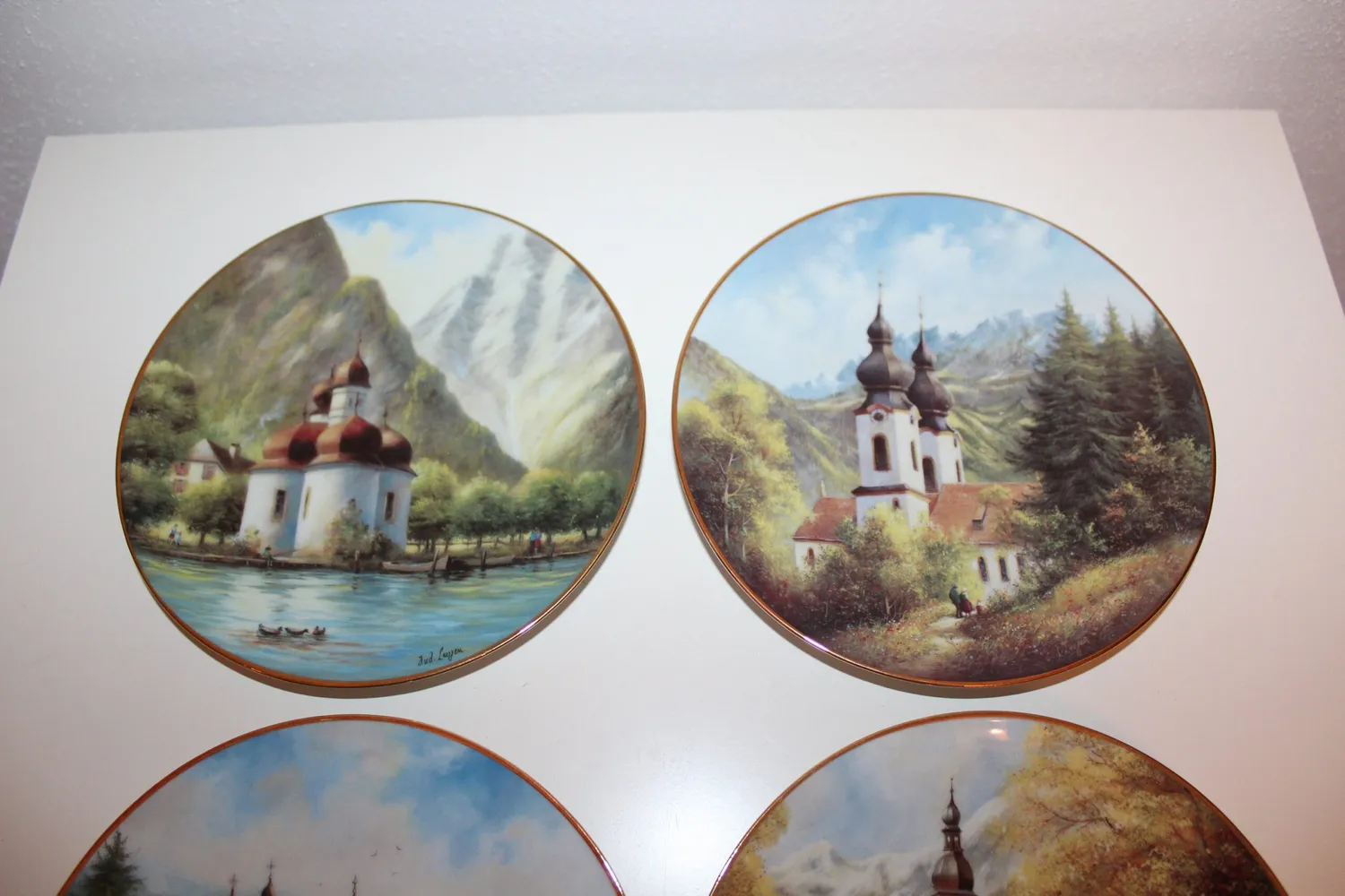 Mon Ami(e) Vintage 4 Wandteller Kapellen Goldrand 19 cm