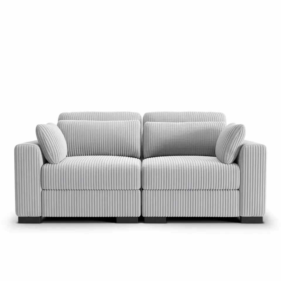 In And OutdoorMatch 2-Sitzer Cord Sofa Grau 188 cm Cordstoff