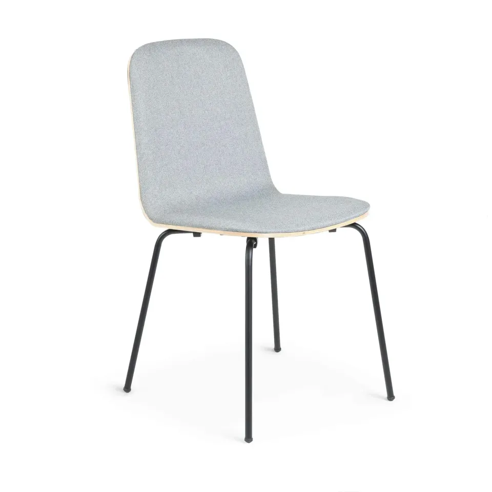 Kave Home Canele Stuhl grau Eiche Metallgestell