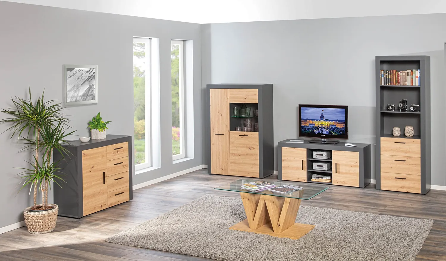 Inter Link Corbeto TV-Kommode Eiche Anthrazit