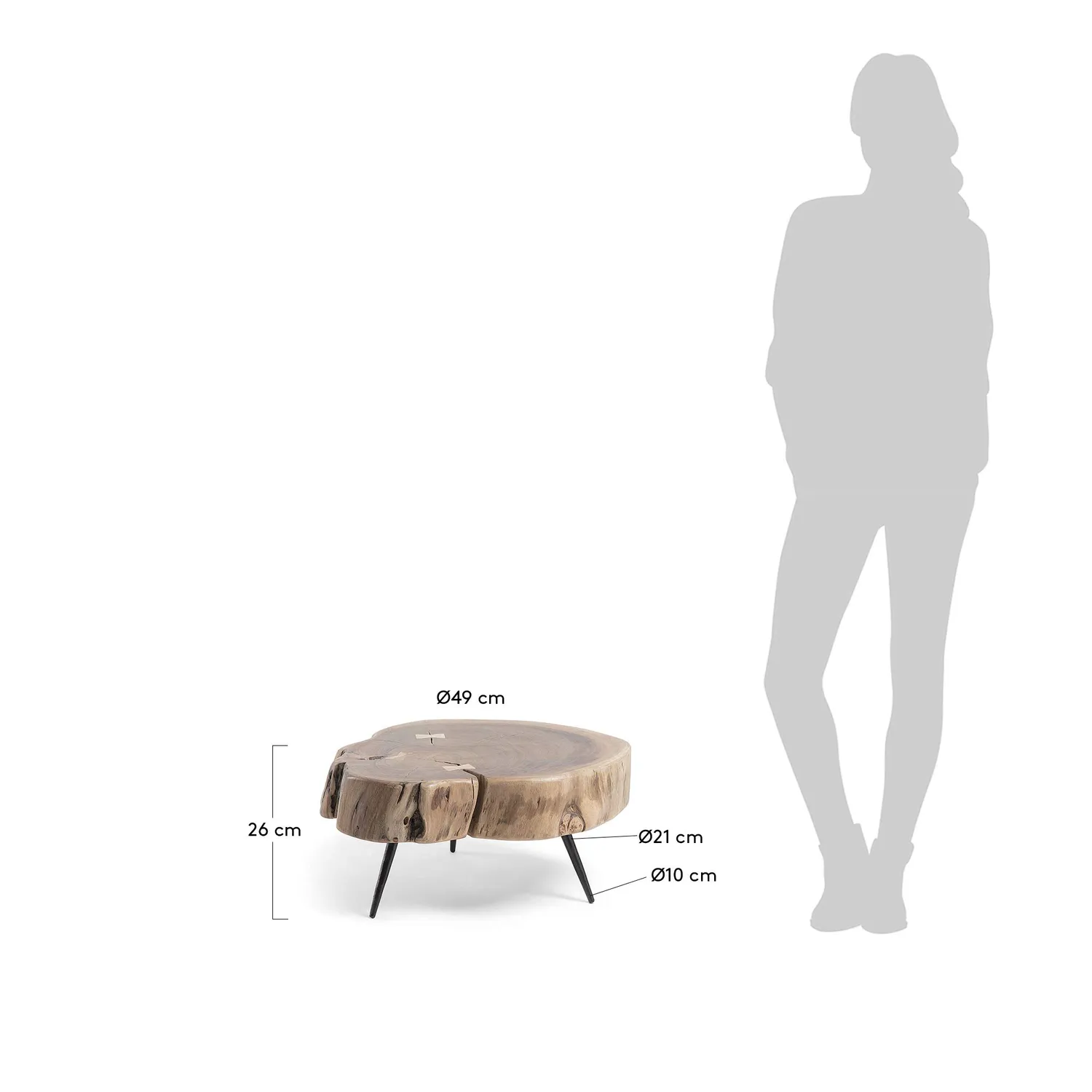 Kave Home Eider Beistelltisch Akazie Ø 49 cm schwarz