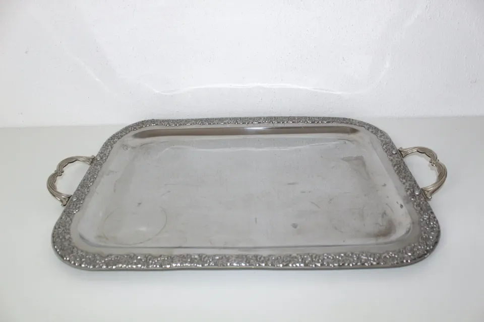 Mon Ami(e) Vintage Servierplatte Tablett Metall Griffe