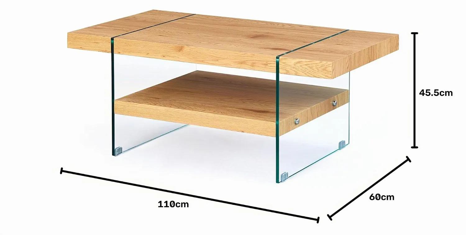 Inter Link Benina Couchtisch 110 cm Wildeiche Glas